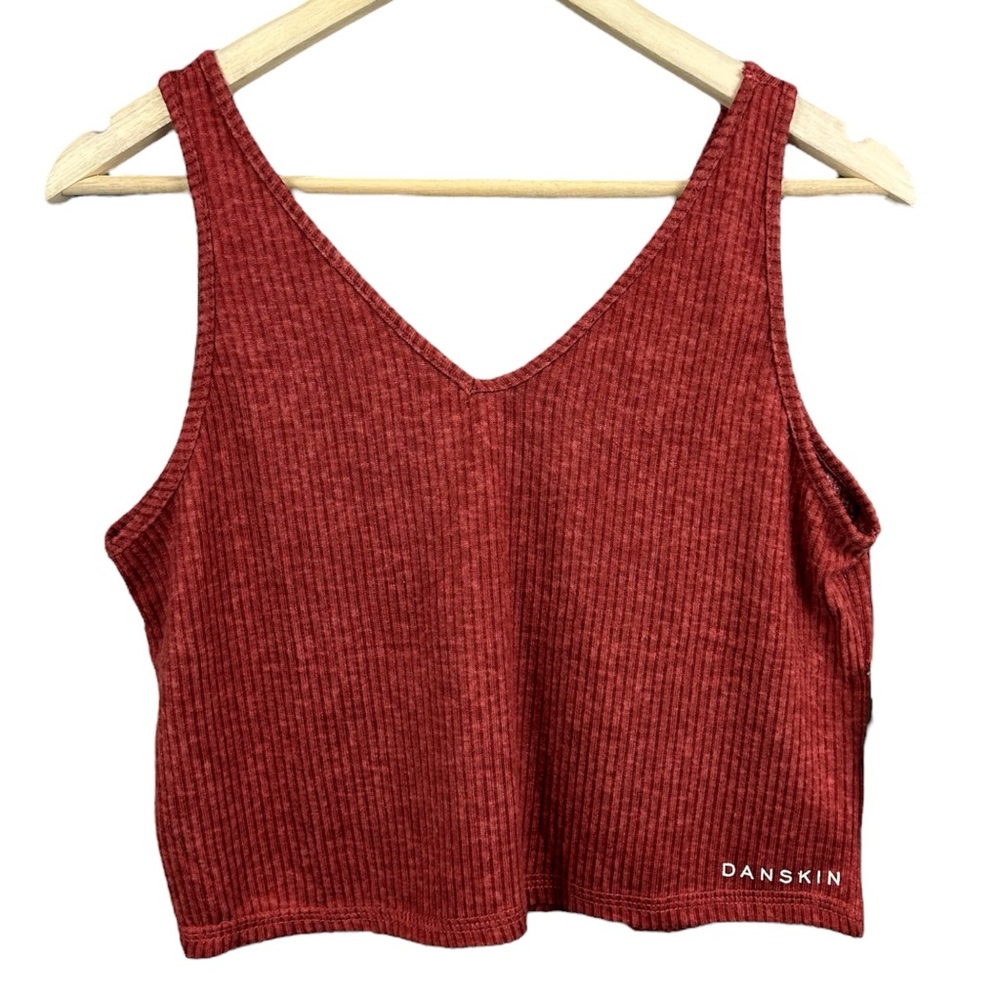 NWT Danskin Soft Ribbed V-neck Crop Tank Top Size Large